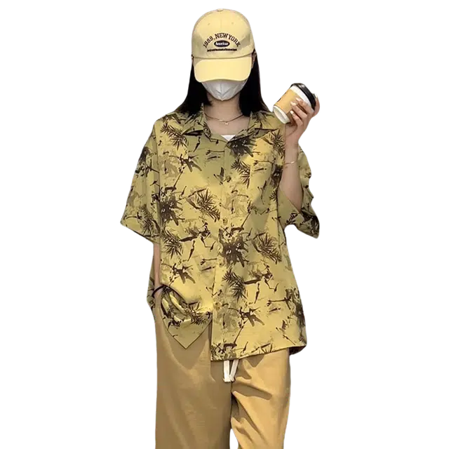 木林森 夏威夷风宽松简约百搭满印短袖衬衫 男女同款