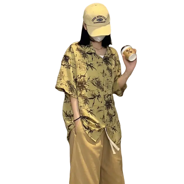 木林森 夏威夷风宽松简约百搭满印短袖衬衫 男女同款