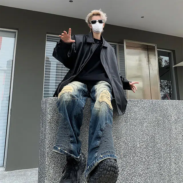 木林森 美式高街复古美拉德夹克机车潮牌结构设计款时尚百搭潮流宽松休闲皮衣 男女同款