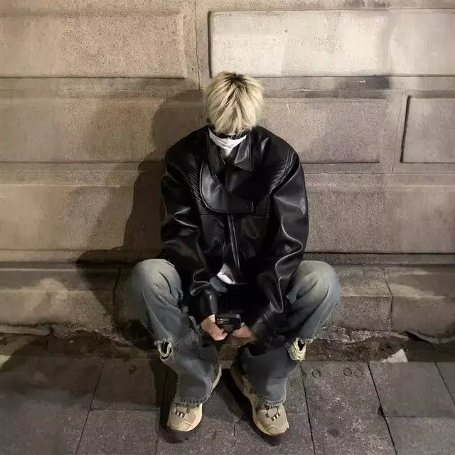 木林森 美式高街复古机车痞帅高级感百搭宽松夹克外套 男女同款 黑色