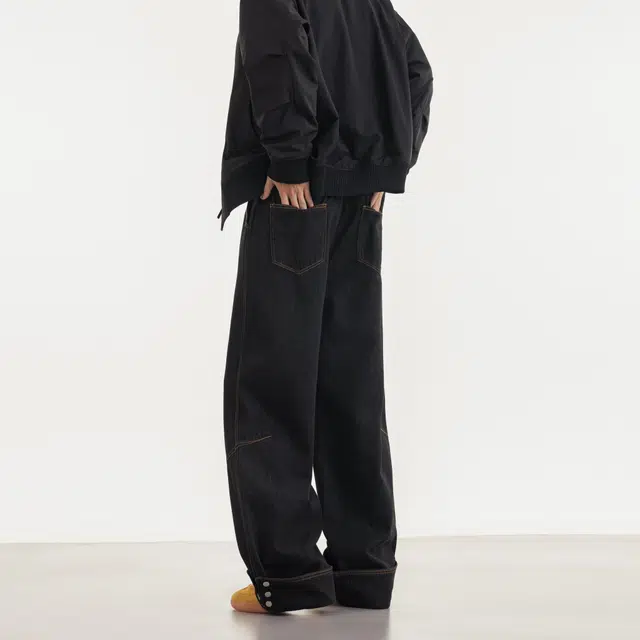 木林森 美式复古高街重磅直筒宽松结构设计款百搭舒适潮流休闲牛仔裤 男女同款