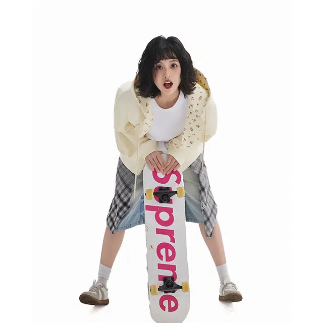 木林森 美式高街潮牌休闲情侣款甜美碎花通用简约时尚百搭宽松重磅连帽卫衣 男女同款