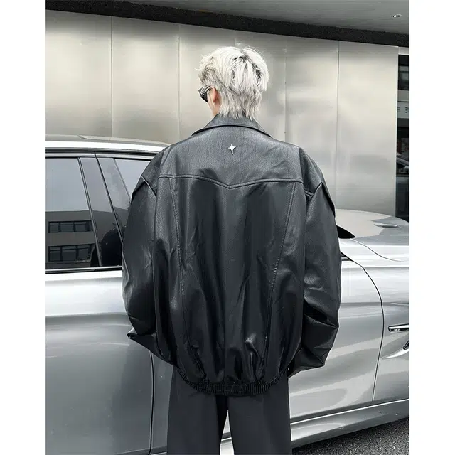 木林森 美式高街复古机车服夹克结构设计感潮牌小众高级感短款皮衣 男女同款