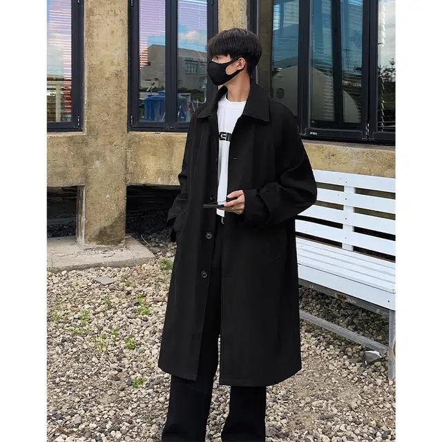 木林森 美式高街简约纯色宽松舒适百搭休闲透气风衣 男女同款