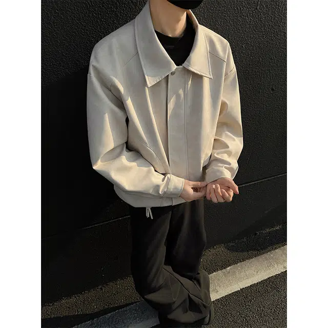 木林森 美式复古高街潮牌宽松休闲防风机能无性别主义飞行员立领皮衣 男女同款