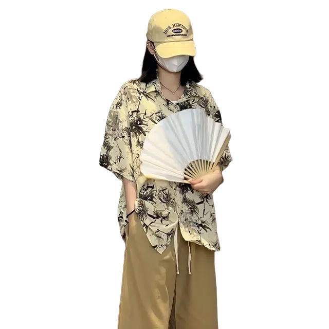 木林森 夏威夷风宽松简约百搭满印短袖衬衫 男女同款