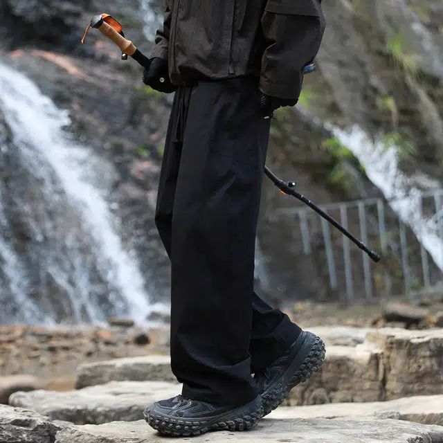 木林森 美式高街基础款纯色品牌简约卫裤褶皱设计感宽松阔腿直筒显高垂感百搭伐木裤拖地运动休闲裤 男女同款