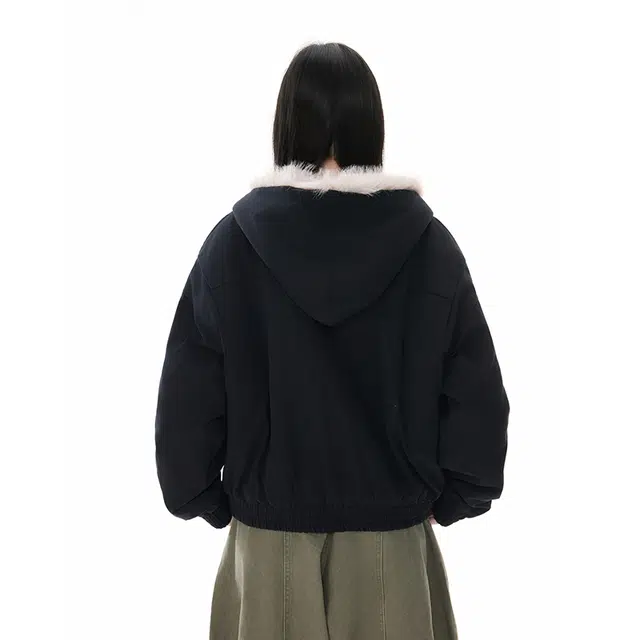 木林森 绒毛柔软舒适美式高街潮牌座山雕休闲宽松设计感连帽毛领痞帅保暖棉服 男女同款