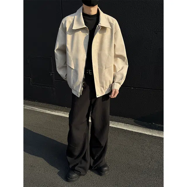 木林森 美式复古高街潮牌宽松休闲防风机能无性别主义飞行员立领皮衣 男女同款