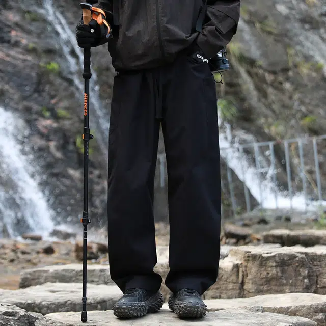 木林森 美式高街基础款纯色品牌简约卫裤褶皱设计感宽松阔腿直筒显高垂感百搭伐木裤拖地运动休闲裤 男女同款