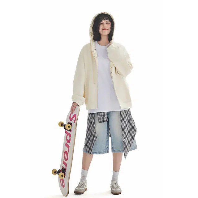 木林森 美式高街潮牌休闲情侣款甜美碎花通用简约时尚百搭宽松重磅连帽卫衣 男女同款