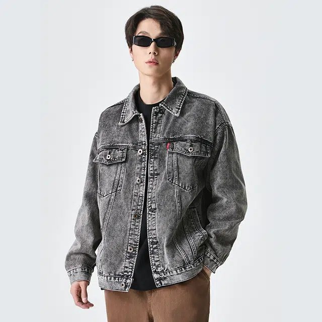 独驰 美式复古水洗休闲宽松做旧夹克时尚百搭牛仔外套 男女同款