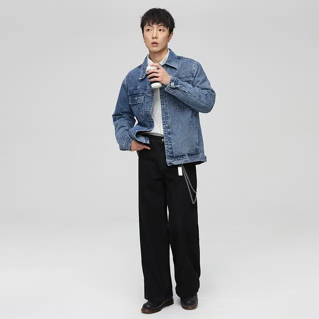 独驰 青年工装夹克宽松休闲上衣牛仔外套 男女同款