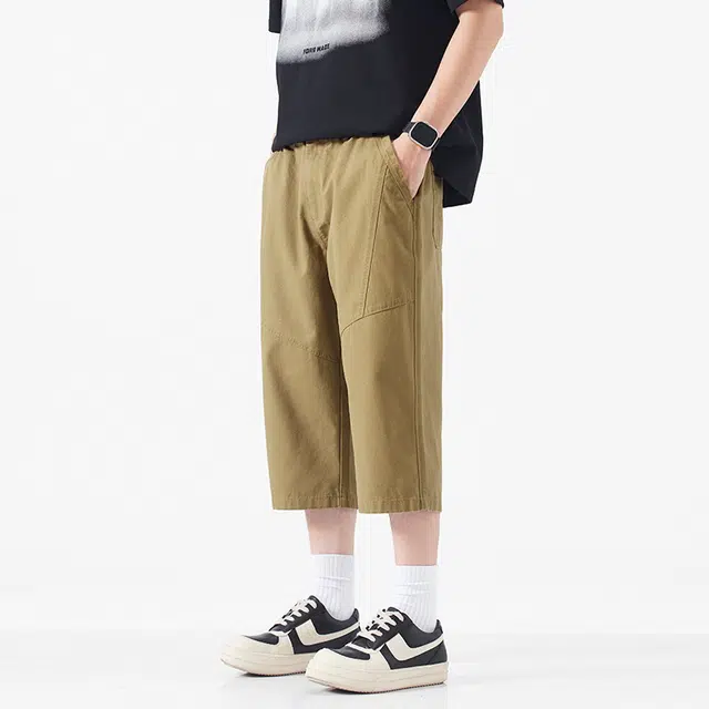 独驰 夏季工装男生纯棉透气直筒裤子宽松百搭潮流日系美式休闲短裤 男女同款