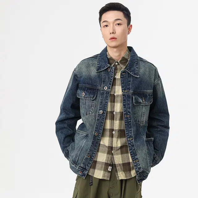 独驰 春秋美式高街复古做旧痞帅水洗潮牌夹克时尚牛仔外套 男女同款