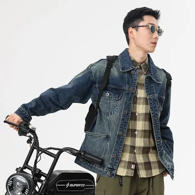 独驰 春秋美式高街复古做旧痞帅水洗潮牌夹克时尚牛仔外套 男女同款