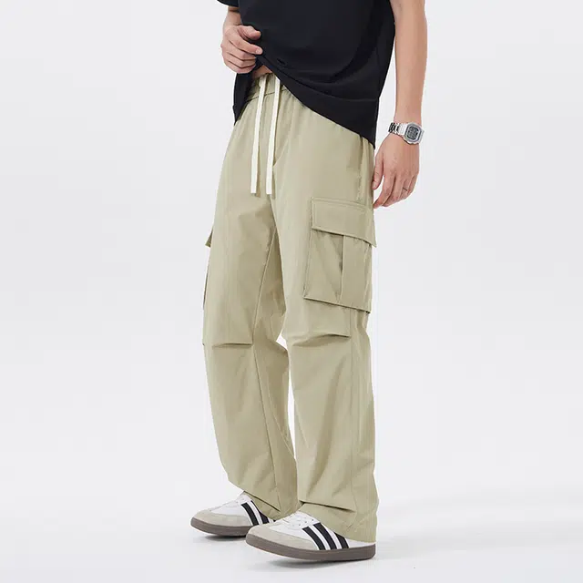 独驰 薄款宽松直筒潮牌工装休闲裤 男女同款