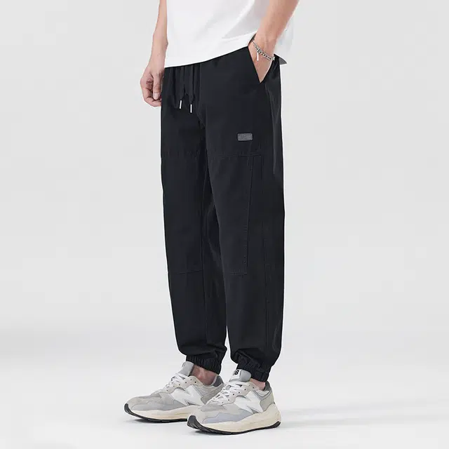 独驰 美式复古夏季港风抽身松紧腰直筒休闲裤 男女同款