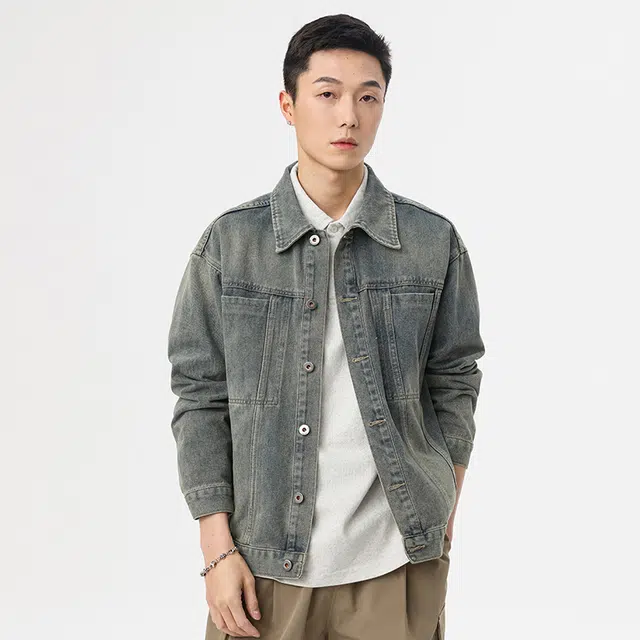 独驰 美式复古重工水洗做旧夹克时尚百搭春秋机能风牛仔外套 男女同款