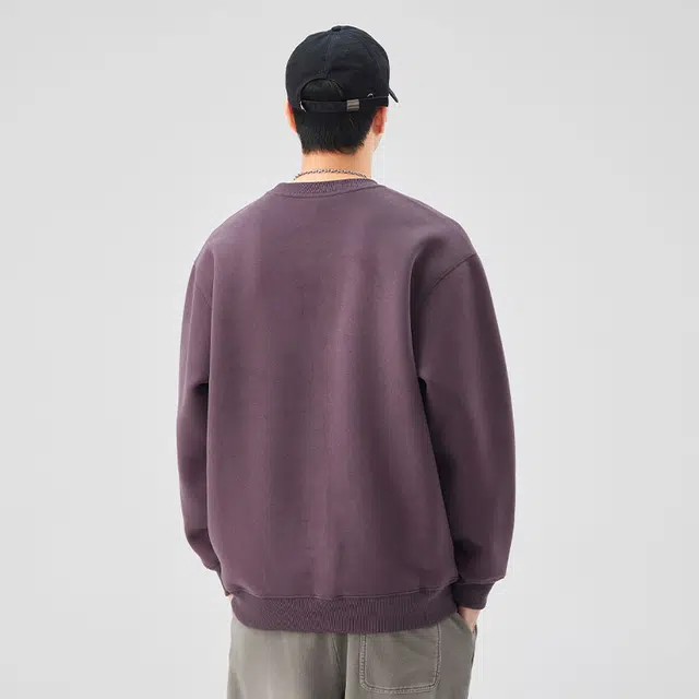 独驰 简约纯色基础款圆领舒适内搭宽松套头运动卫衣 男女同款