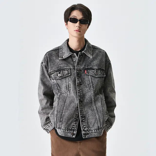 独驰 美式复古水洗休闲宽松做旧夹克时尚百搭牛仔外套 男女同款