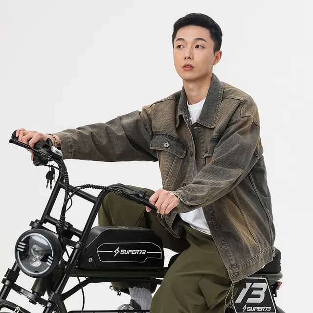 独驰 春秋美式复古做旧重工水洗潮牌牛仔外套 男女同款