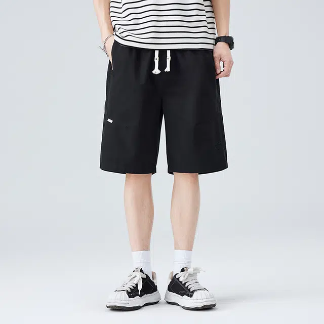 独驰 复古宽松舒适百搭系带休闲短裤 男女同款