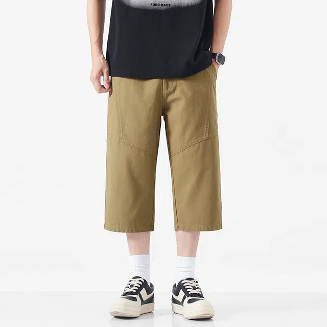 独驰 夏季工装男生纯棉透气直筒裤子宽松百搭潮流日系美式休闲短裤 男女同款