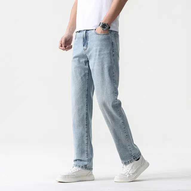 独驰 休闲系列美式复古莱赛尔天丝凉感牛仔裤 男女同款