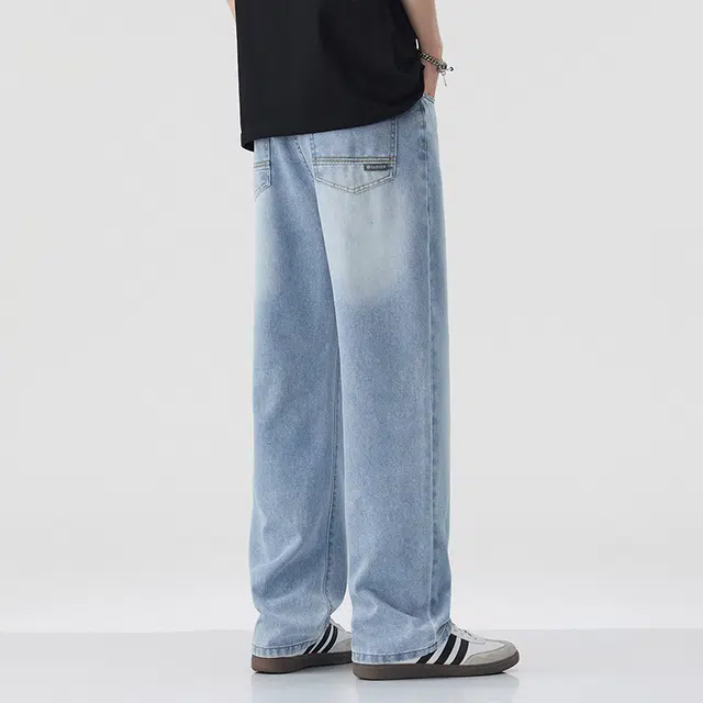 独驰 美式复古宽松潮流简约水洗牛仔裤夏季凉感舒适直筒裤潮牌休闲透气亲肤百搭长裤时尚个性渐变设计感裤子牛仔裤 男女同款