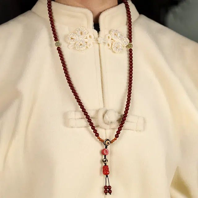 深祥霖 国风瑞兽呈祥多圈佛珠转运守护念珠 新中式福禄 再造辰砂朱砂 玉石手串 男女同款情侣款