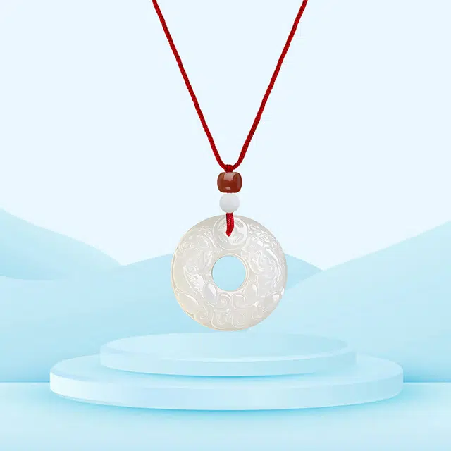 深祥霖 新中式国潮貔貅平安扣吊坠 古风复古手工编绳福运呈祥 玉髓 项链 男女同款情侣款