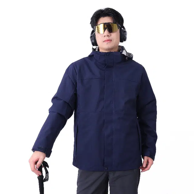 雅鹿  连帽露营登山户外纯色机能城市户外内胆可拆卸三合一  防水防风防紫外线冲锋衣 男女同款