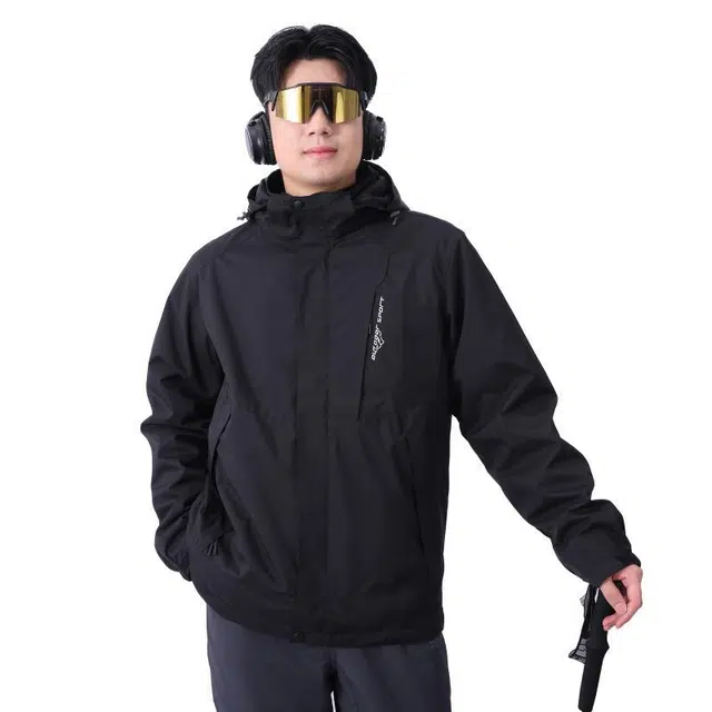 雅鹿  全天侯系列 纯色户外徒步攀登可拆卸内胆连帽三合一  防水防风冲锋衣 男女同款