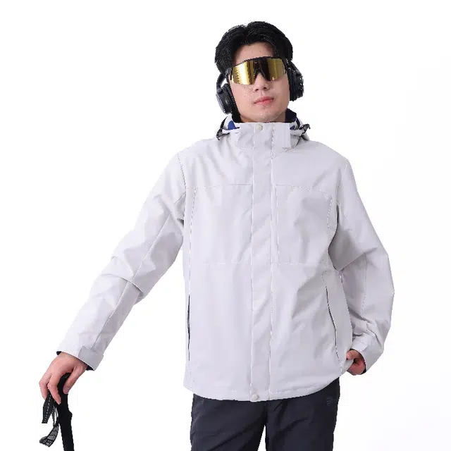 雅鹿  连帽露营登山户外纯色机能城市户外内胆可拆卸三合一  防水防风防紫外线冲锋衣 男女同款