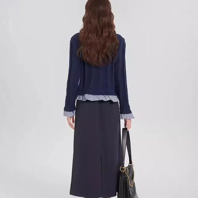 鹿向南 中腰中长纯色休闲长裙 女款 藏蓝色