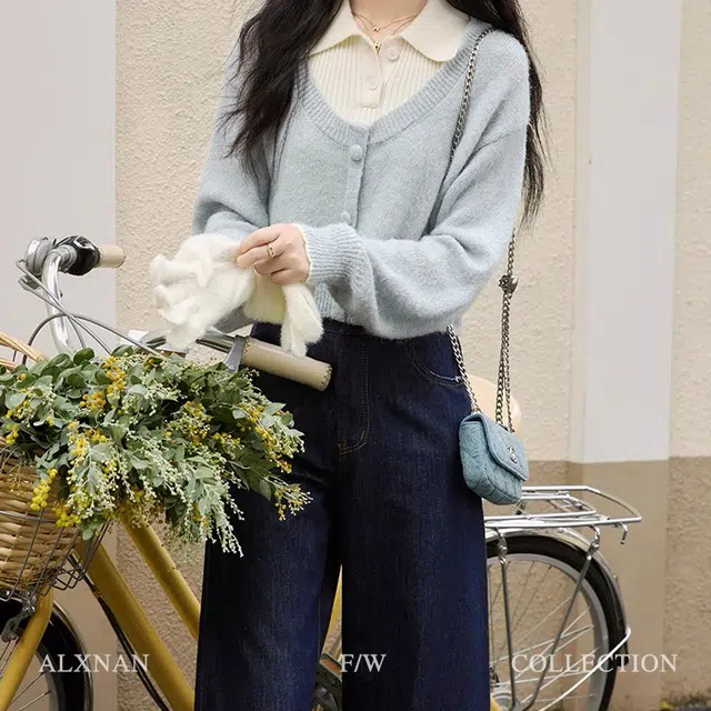 鹿向南 陷进温柔系列 温柔小众时尚百搭通勤纯色宽松直筒简约休闲裤 女款 深蓝色