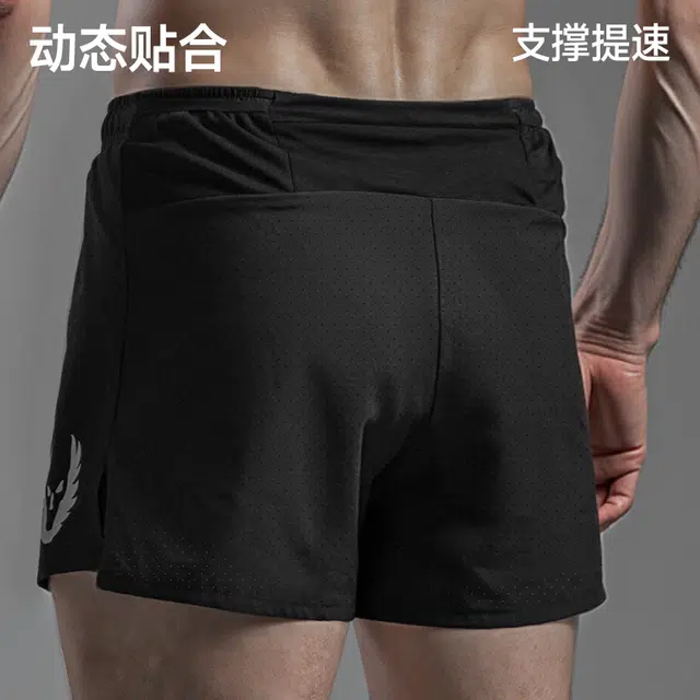 音速猫 速干怪四分裤三口袋竞速短裤体考体测跑步平角带内衬运动裤 男款