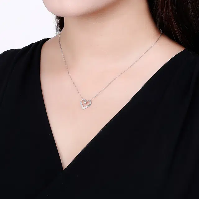 贝戈丽丝 可爱镂空浪漫之心  温柔吸睛优雅小众百搭设计  日常通勤出街佩戴 闺蜜款 女友款 送礼#好运 铂金 项链 女款