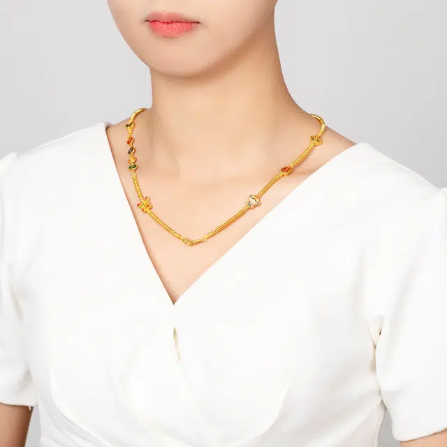贝戈丽丝 新中式招财转运蝴蝶财神  小众珐琅温柔甜美锁骨链  通勤百搭贵气#好运 足金 一口价 项链 女款