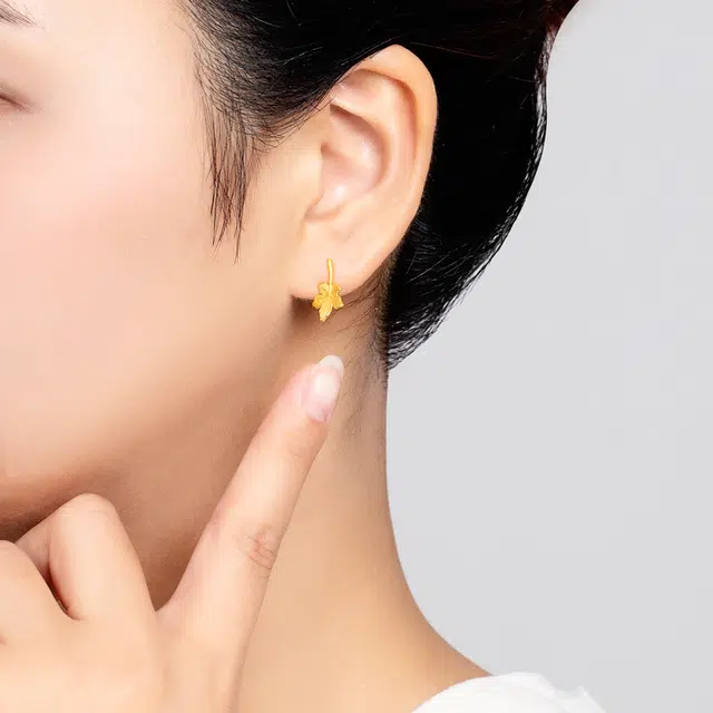 贝戈丽丝 国潮新中式枫叶耳饰 古法立体叶子设计 精致复古优雅高级气质款 约会恋爱氛围感佩戴#好运 足金 一口价 黄金耳钉 女款
