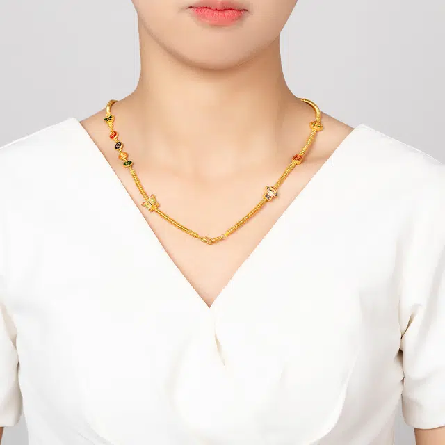贝戈丽丝 新中式招财转运蝴蝶财神  小众珐琅温柔甜美锁骨链  通勤百搭贵气#好运 足金 一口价 项链 女款
