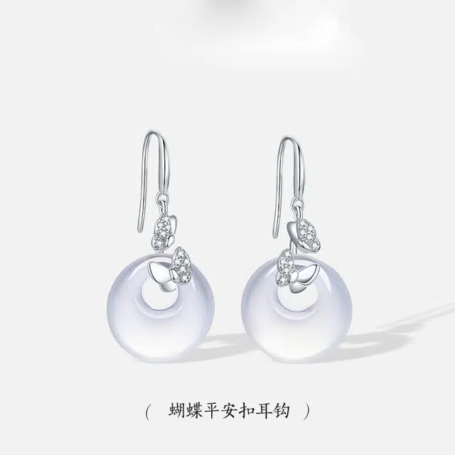贝戈丽丝 【福蝶将至 好运自来】福禄双全浪漫蝴蝶葫芦流苏耳饰 新中式复古高级款 古风白月光汉服搭配 #好运天然 玉髓 玉石耳环 女款