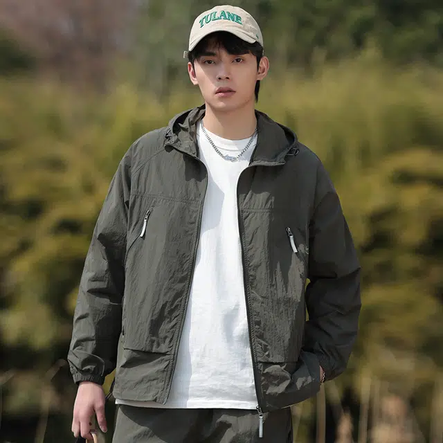 赞仕 轻薄凉感纯色山系户外连帽长袖防晒服 男女同款