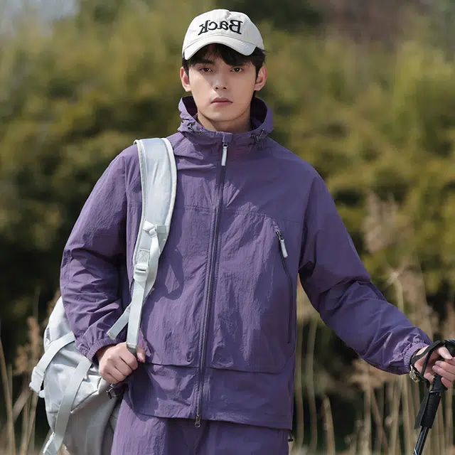 赞仕 轻薄凉感纯色山系户外连帽长袖防晒服 男女同款