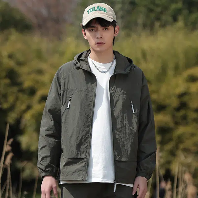 赞仕 轻薄凉感纯色山系户外连帽长袖防晒服 男女同款