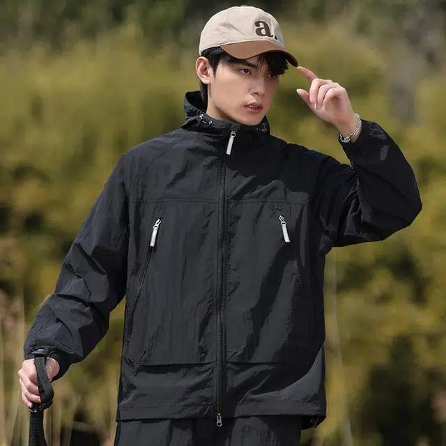 赞仕 轻薄凉感纯色山系户外连帽长袖防晒服 男女同款