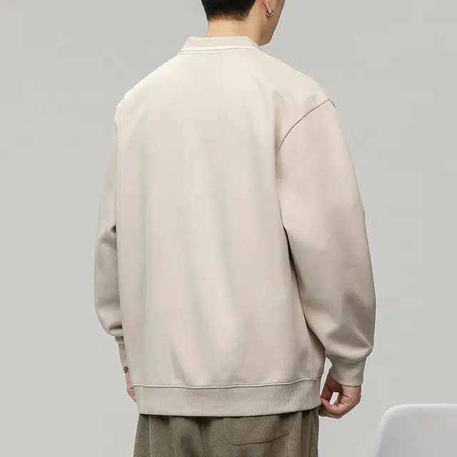 赞仕 纯色美式复古长袖卫衣 男女同款