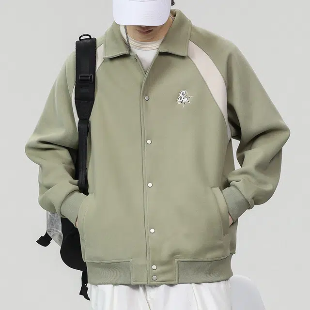 赞仕 美式重磅拼接潮牌宽松卫衣 男女同款