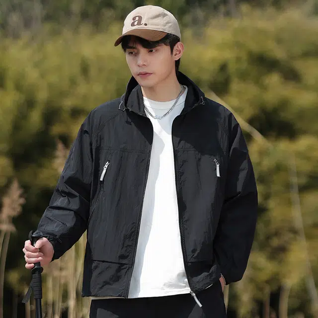 赞仕 轻薄凉感纯色山系户外连帽长袖防晒服 男女同款